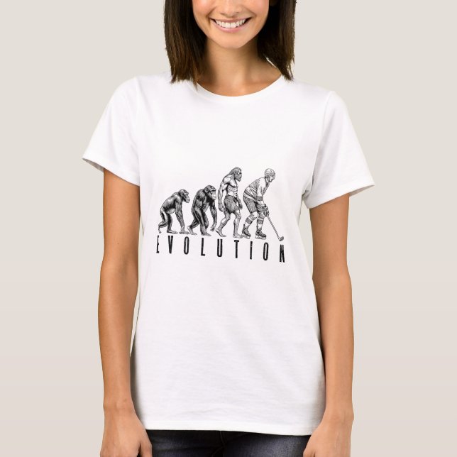 Camiseta Ice Hockey Player Evolution Funny Man Ape Caveman  (Anverso)