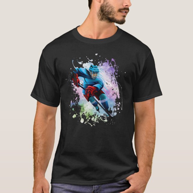 Camiseta Ice Hockey Player Sport Modern Splash Splatter (Anverso)