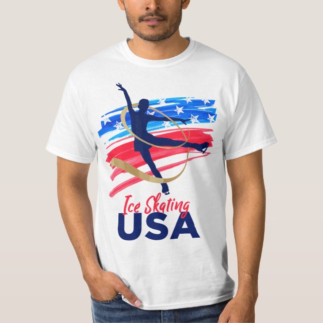 Camiseta Ice Skating Dance Support the Team T USA Flag  (Anverso)