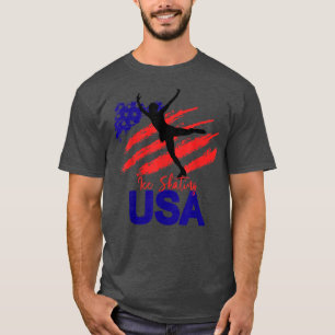 Camiseta Ice Skating Dance USA Flag Tshirt Support The Team