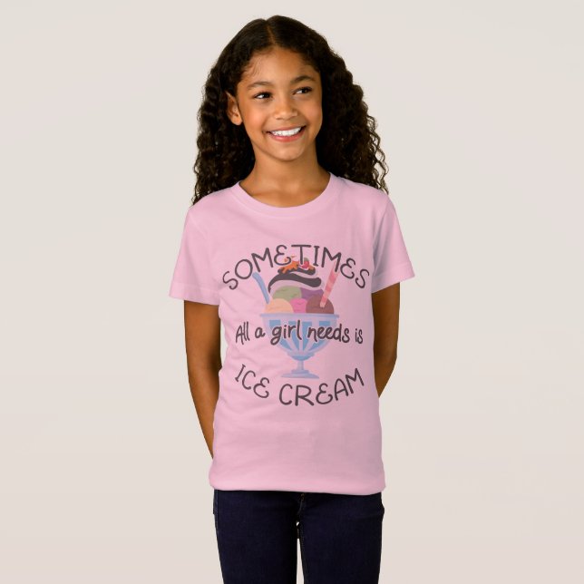 Camiseta Icecream Lover A Veces Un Chica Necesita Un Helado (Anverso completo)
