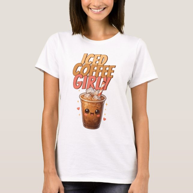 Camiseta Iced Coffee Girly Cute Kawaii Café (Anverso)