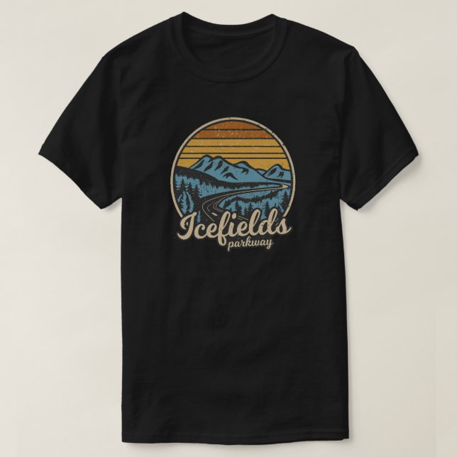 Camiseta Icefields Parkway Alberta Canadá Retro (Diseño del anverso)