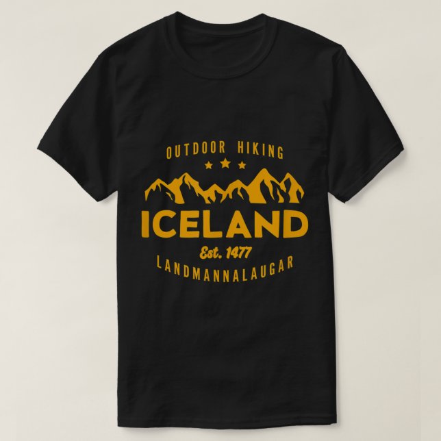 Camiseta Iceland Hiking LANDMANNALAUGAR Est. 1477  (Diseño del anverso)