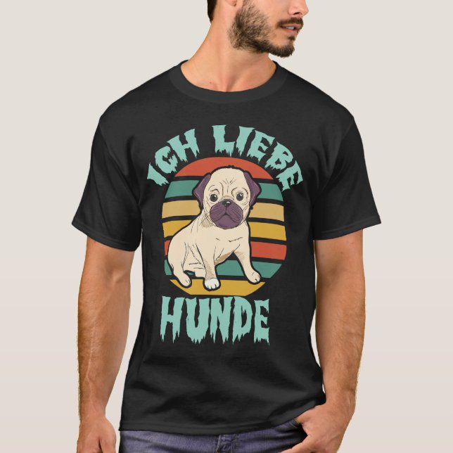 Camiseta Ich Liebe Hunde – Retro Style (Anverso)