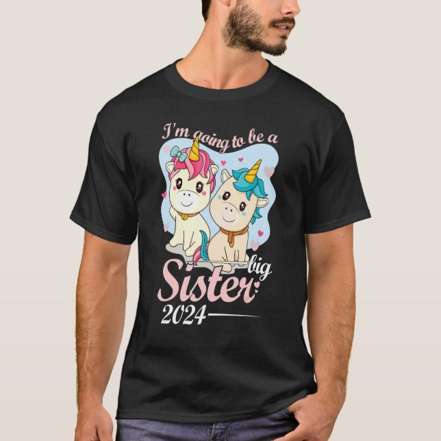 Camiseta Ich Werde Große Schwester 2024 Unicorn Baby Announ (Anverso)