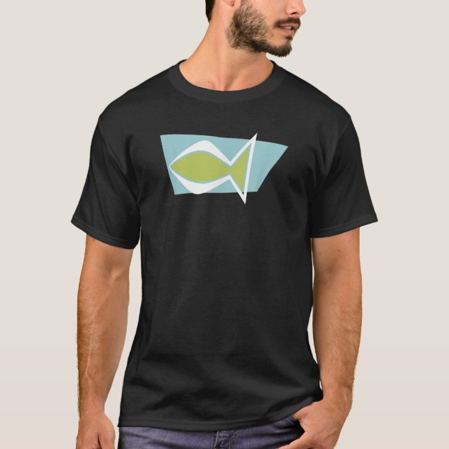 Camiseta Ichthys Jesus Fish Mid Century Cristiandad Moderna (Anverso)