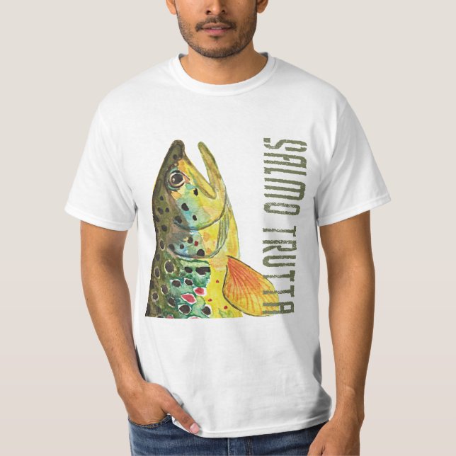 Camiseta Ichtiología de la trucha marrón, pesca, pesca con  (Anverso)