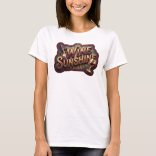 Camiseta icónica con cita WINE SUNSHINE rosa