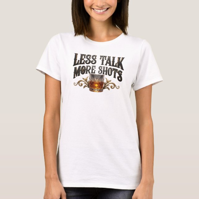 Camiseta icónica rosa LESS TALK MORE SHOTS (Anverso)