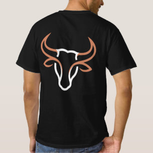 Camiseta Icono de cabeza de toro minimalista con cuerno cur