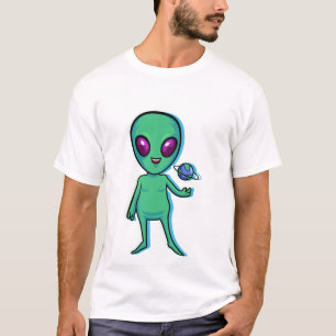 Camiseta Icono de extraterrestre divertido boceto de person