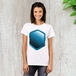 Camiseta Icono de Hexágono Azul Brillante Geométrico Modern