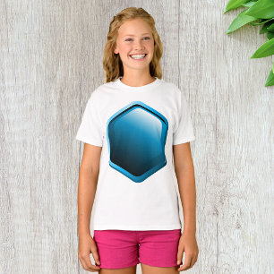 Camiseta Icono de Hexágono Azul Brillante Geométrico Modern