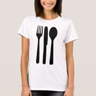 Camiseta icono de la cuchara del cuchillo de la bifurcación