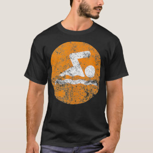 Camiseta Icono De Natación De Naranja De Vintage De Swim