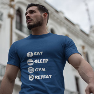 Camiseta Icono de repetición del Gimnasio de sueño azul osc