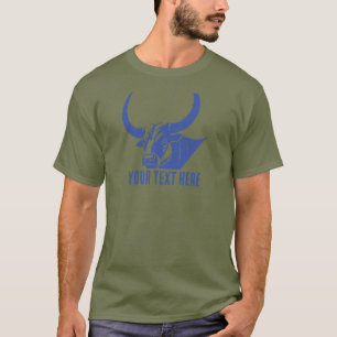 Camiseta Icono de silueta de cabeza de toro azul