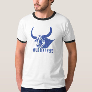 Camiseta Icono de silueta de cabeza de toro azul