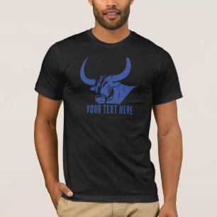 Camiseta Icono de silueta de cabeza de toro azul