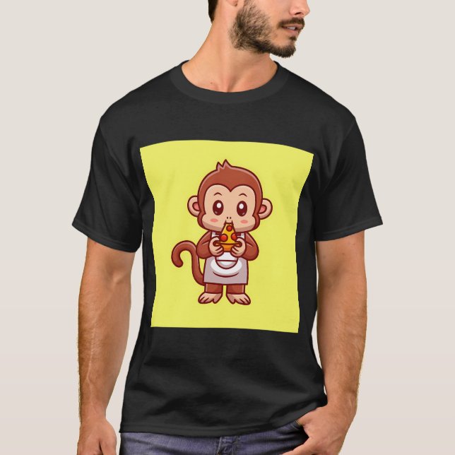 Camiseta Icono de vector de dibujos animados de mono lindo  (Anverso)