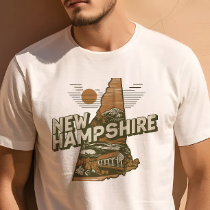 Camiseta Icono de viaje retro de New Hampshire Gráfico