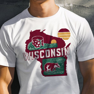 Camiseta Icono de viaje retro de Wisconsin gráfico