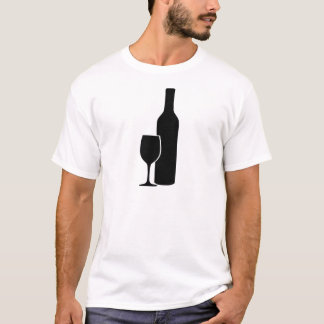 Camiseta icono del vintner de la botella y del vidrio de