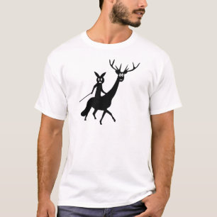Camiseta icono divertido de los alces y del conejito