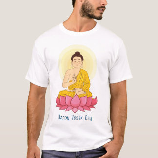 Camiseta Icono feliz día de vesak buda sentado budismo