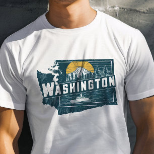 Camiseta Icono Gráfico Retro de Viajes Washington