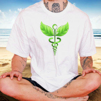 Camiseta Icono médico alternativo del Caduceus verde