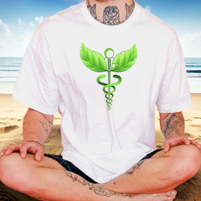 Camiseta Icono médico alternativo del Caduceus verde (Subido por el creador)