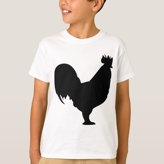 Camiseta icono negro del gallo (Anverso)