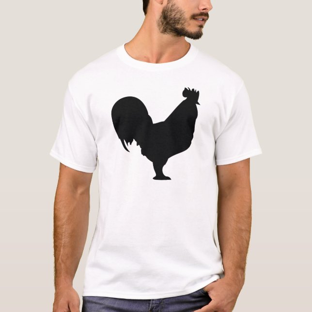 Camiseta icono negro del gallo (Anverso)
