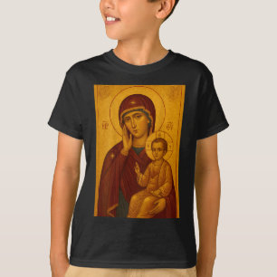 Camiseta Icono ortodoxo de Theotokos y el niño Jesús Cristo