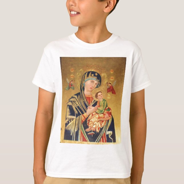 Camiseta Icono ortodoxo ruso - Virgen María y bebé Jesús (Anverso)