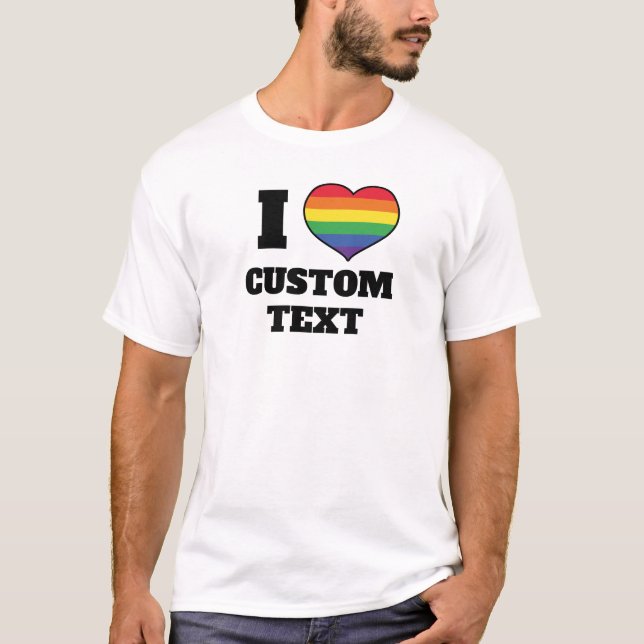 Camiseta Icono plano del corazón del arco iris (Anverso)