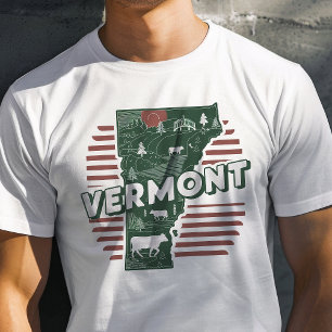 Camiseta Icono Retro de Viaje Gráfico de Vermont