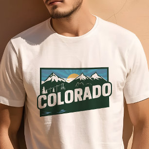Camiseta Icono Retro de Viajes Colorado Gráfico