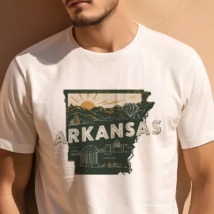 Camiseta Icono Retro de Viajes de Arkansas Gráfico