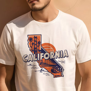 Camiseta Icono Retro de Viajes de California Gráfico