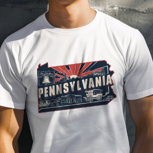 Camiseta Icono Retro de Viajes de Pensilvania Gráfica