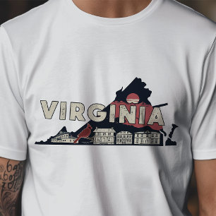 Camiseta Icono Retro de Viajes de Virginia Gráfico