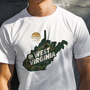 Camiseta Icono Retro de Viajes de Virginia Occidental Gráfi