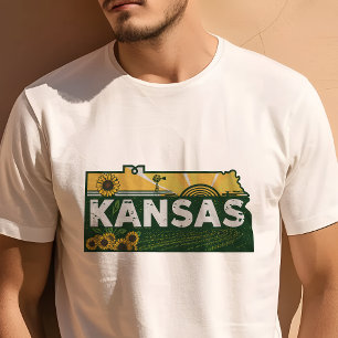 Camiseta Icono Retro de Viajes Kansas Gráfico