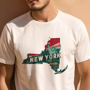 Camiseta Icono Retro de Viajes Nueva York Gráfico