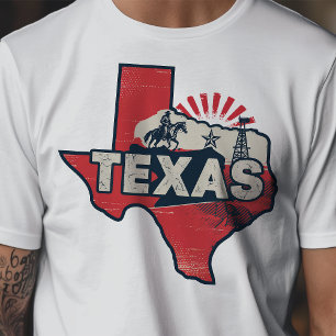 Camiseta Icono Retro de Viajes Texas Gráfico