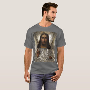 Camiseta Icono ruso del Pantocrador de Cristo Silver Oklad 