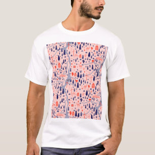 Camiseta Iconos australianos, patrón decorativo impecable.